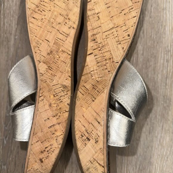 Sam Edelman Slip On Open Toe Sie 7.5M EUR 38 Silver Solid Wedges Women's - Picture 8 of 16